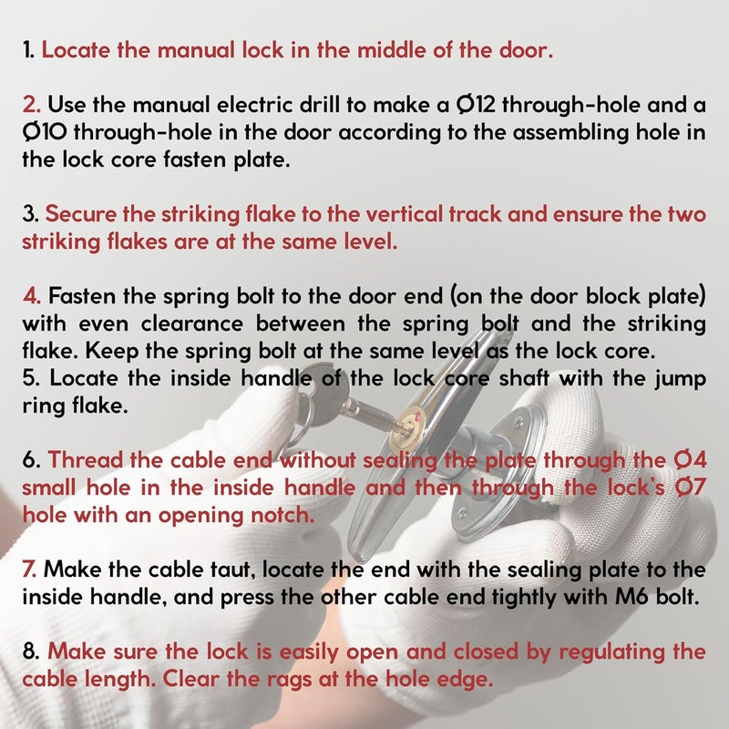 Granatan Garage Door Lock Kit, Complete Set with Spring Latch and Keyed Handle, Home Improvement Door Lock - Image 3